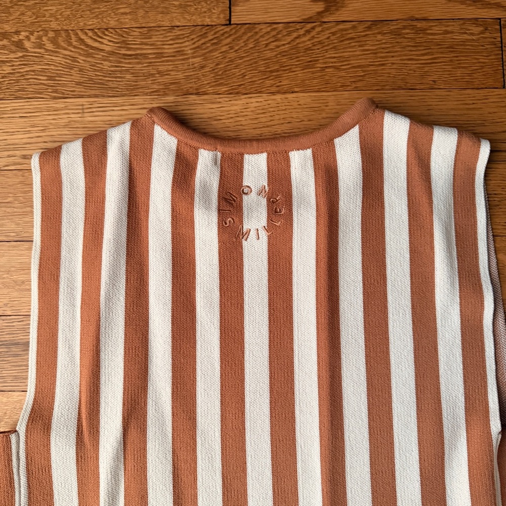 Simon Miller Cream and Brown Striped Knit Jumpsuit - Picture 8 of 10